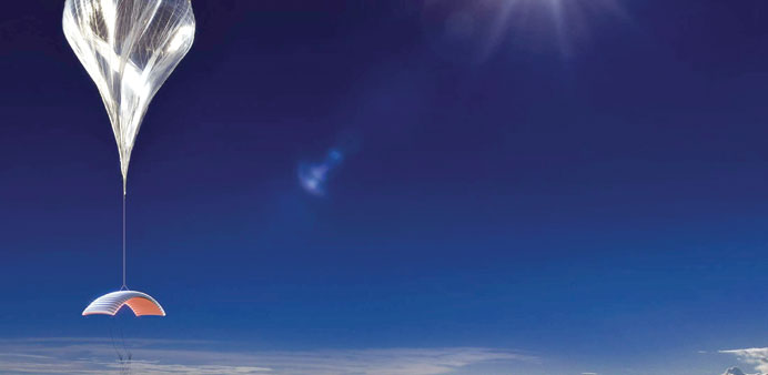    An artist rendering shows a six-passenger, two-pilot pressurised capsule in a near-space balloon-launched ride that is being designed to fly in Ear