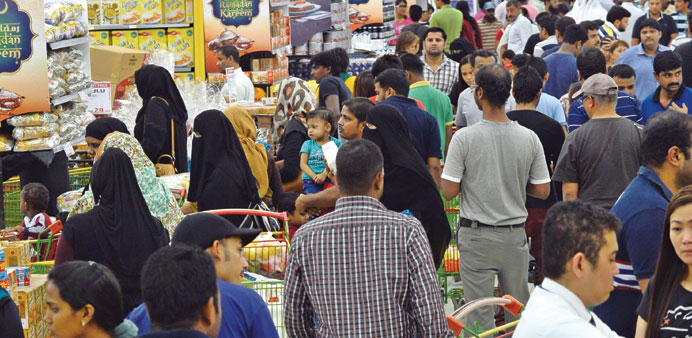 Throngs of shoppers make their way to cashier counters at LuLu. PICTURE: Noushad Thekkayil.