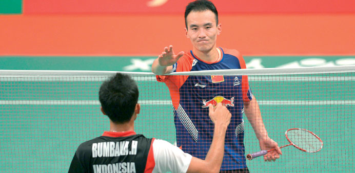 Malaysia coach Rashid Sidek was quoted as saying that Chinau2019s Du Pengyu (right) hardly gave a fight to Hayom Rumbaka (left) in the Indonesia Open menu2019