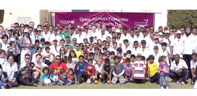   Qatar Airways employees and their family members during the National Sport Day celebrations last year.