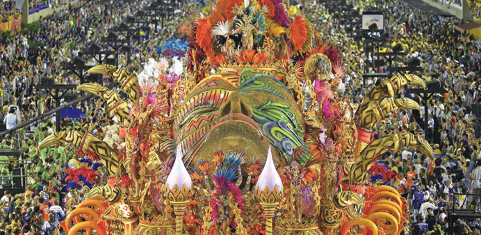 The Beija-Flor samba school parades during the Rio de Janeirou2019s Carnival.