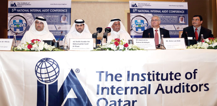 HE al-Attiyah, along with other dignitaries, at the IIA Qatar national conference.