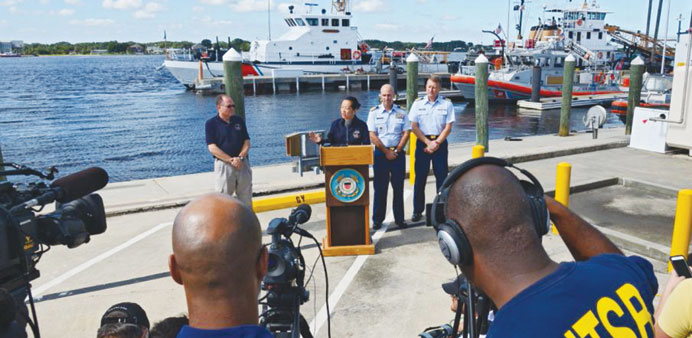 National Transportation Safety Board and coast guard officials hold a press conference on Wednesday.