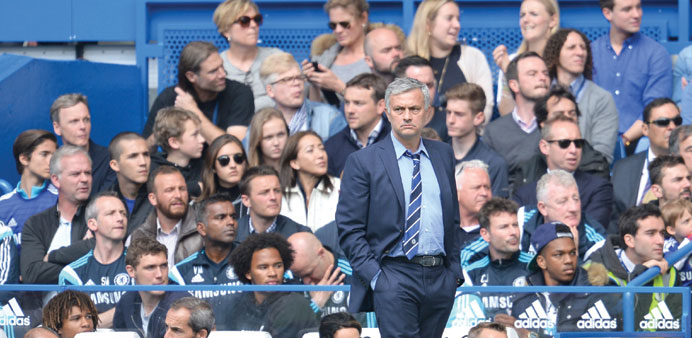 File picture of Chelseau2019s Portuguese manager Jose Mourinho looking on during the EPL match between Chelsea and Crystal Palace at Stamford Bridge in Lo
