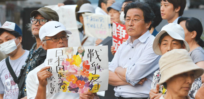 Protesters rally against the Shinzo Abe government in front of the prime ministeru2019s official residence in Tokyo.