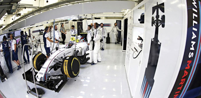 Valtteri Bottas in the Williams garage prior to the Bahrain Grand Prix in which he finished fourth.