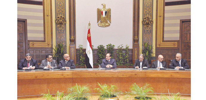 Egyptu2019s President Abdel Fattah al-Sisi speaks during a meeting with local journalists at the presidential palace in Cairo on Sunday.
