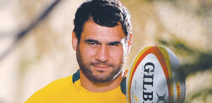 Australian rugby team player George Smith poses during a photo shoot in Sydney yesterday. (AFP)