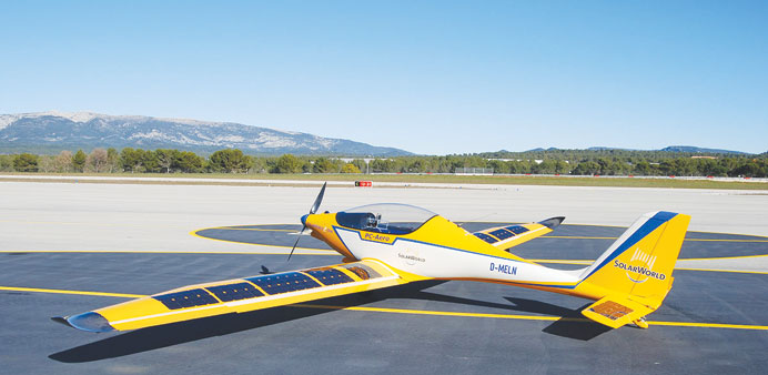 The SolarWorld e-One plane, which is powered by a solar-electric engine. SolarWorld yesterday said it had agreed to a capital injection by Qatar Solar