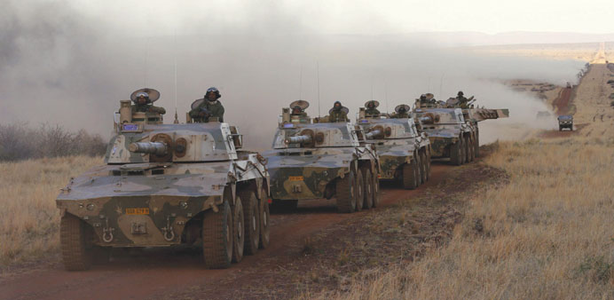 Tanks join exercises as part of the African Standby Force at the South Africa National Defence Forceu2019s Lohatlha training area.