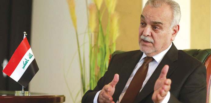 Hashemi gestures during the interview in Doha on January 26. 